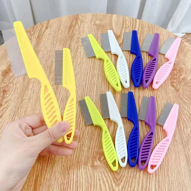 Pet Hair Shedding Comb and Flea Comb Set - Stainless Steel Grooming Tools for Cats and Dogs