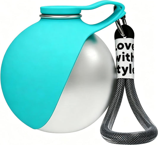 Portable 2-in-1 Dog Water Bottle and Bowl, 10oz Stainless Steel Travel Dispenser with Leak-Proof Design and Silicone Bowl for Outdoor Use (Blue A)