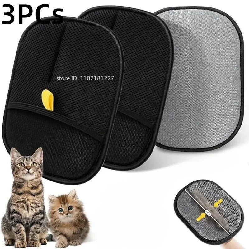 Reusable Pet Hair Removal Gloves - Double-Sided Grooming Tool for Efficient Fur and Hair Removal from Carpets and Upholstery