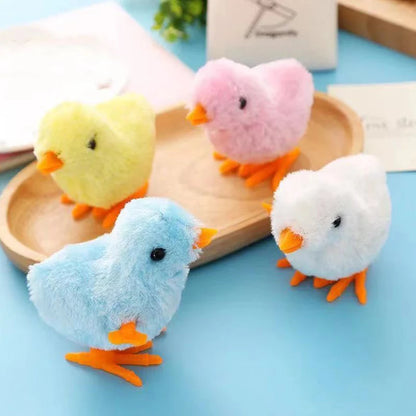 Interactive Plush Chicken Cat Toy - Wind-Up Jumping and Hopping Clockwork Kitten Plaything