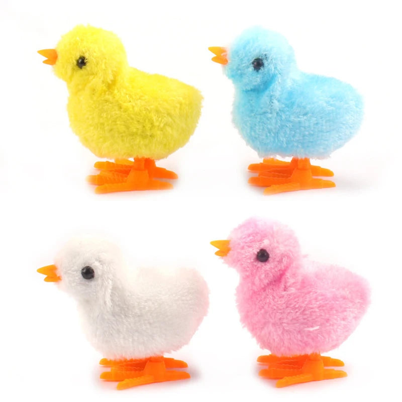 Interactive Plush Chicken Cat Toy - Wind-Up Jumping and Hopping Clockwork Kitten Plaything