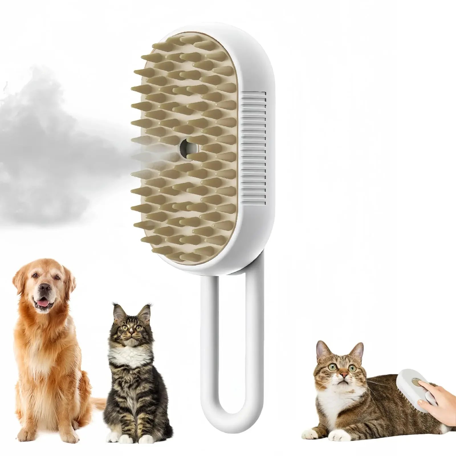 3-in-1 Pet Massage Brush with Steam Spray and Rotatable Design for Effective Hair Removal
