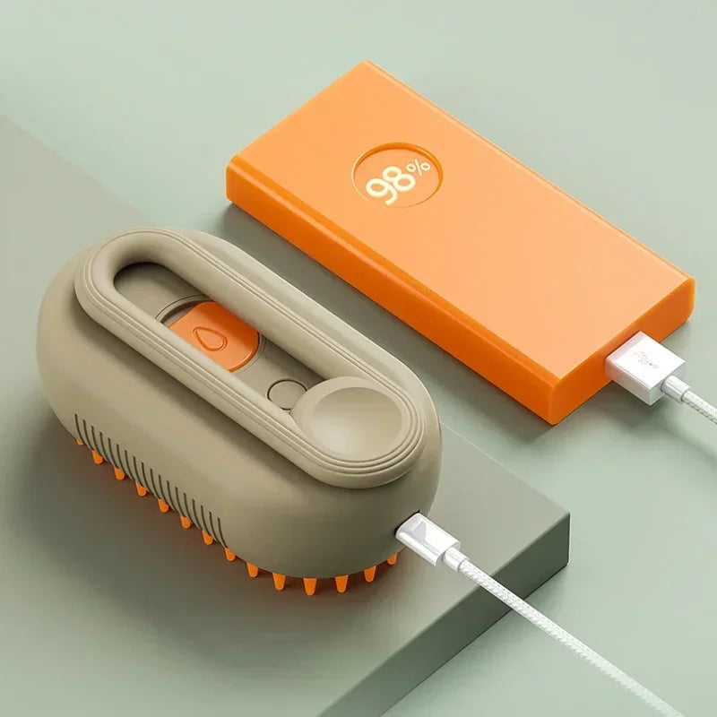 3-in-1 Pet Massage Brush with Steam Spray and Rotatable Design for Effective Hair Removal