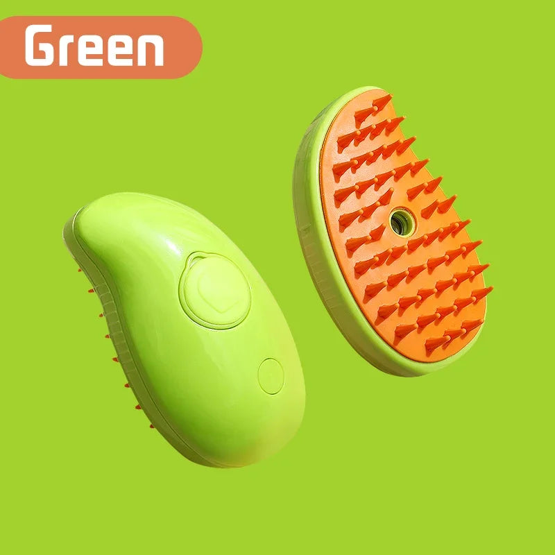 3-in-1 Pet Massage Brush with Steam Spray and Rotatable Design for Effective Hair Removal