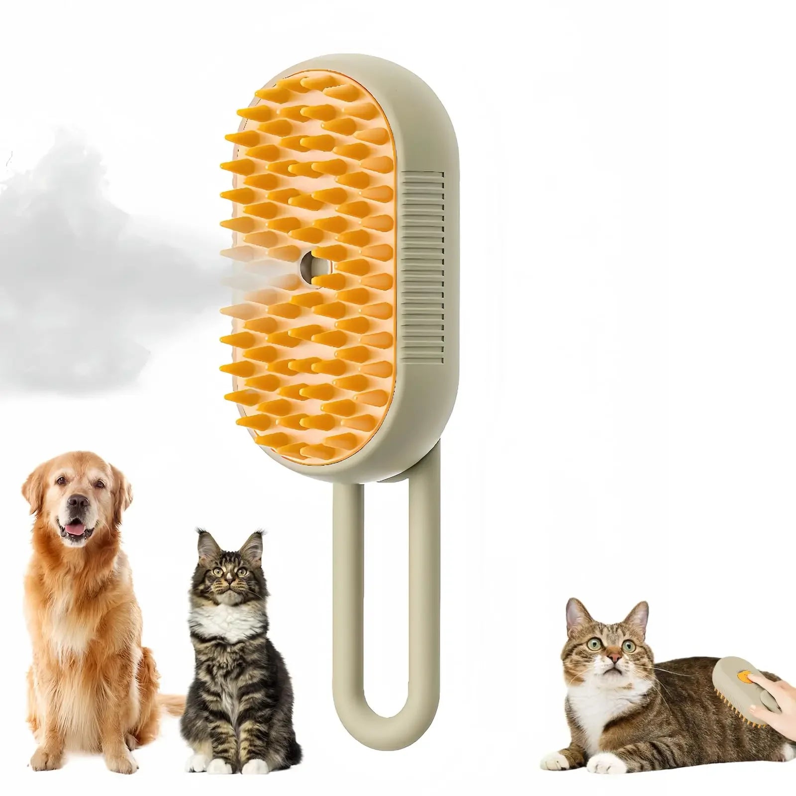 3-in-1 Pet Massage Brush with Steam Spray and Rotatable Design for Effective Hair Removal