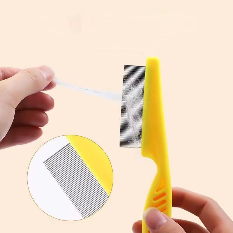 Pet Hair Shedding Comb and Flea Comb Set - Stainless Steel Grooming Tools for Cats and Dogs