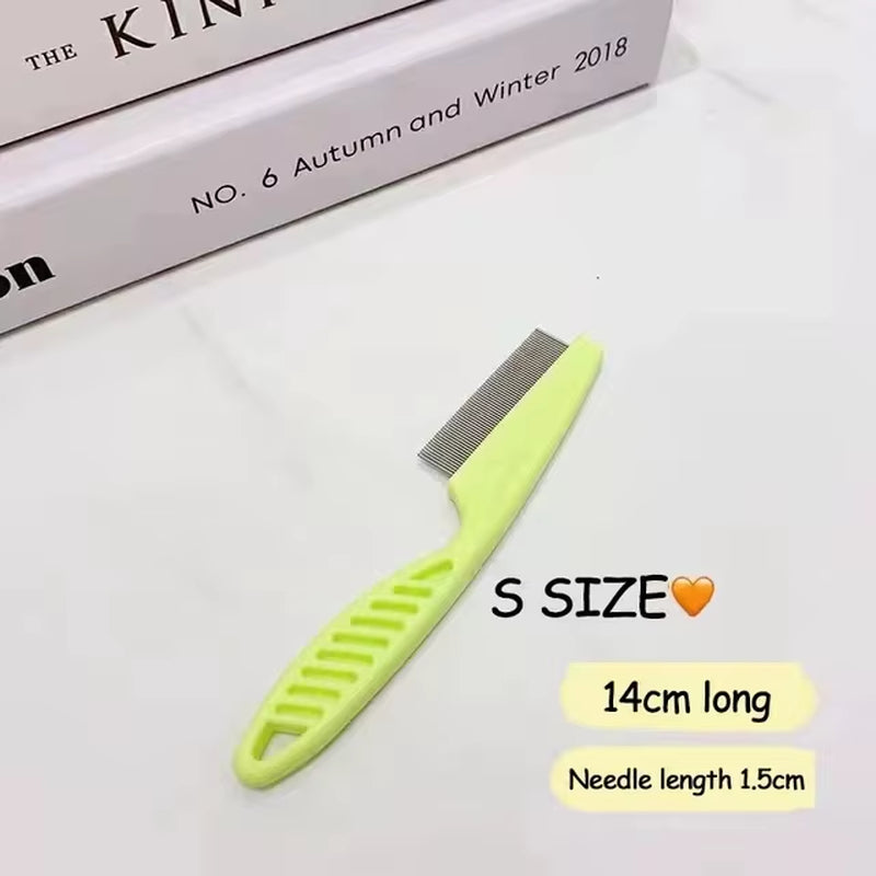 Pet Hair Shedding Comb and Flea Comb Set - Stainless Steel Grooming Tools for Cats and Dogs