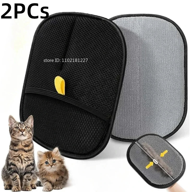 Reusable Pet Hair Removal Gloves - Double-Sided Grooming Tool for Efficient Fur and Hair Removal from Carpets and Upholstery