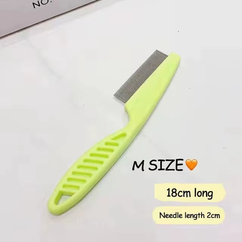 Pet Hair Shedding Comb and Flea Comb Set - Stainless Steel Grooming Tools for Cats and Dogs