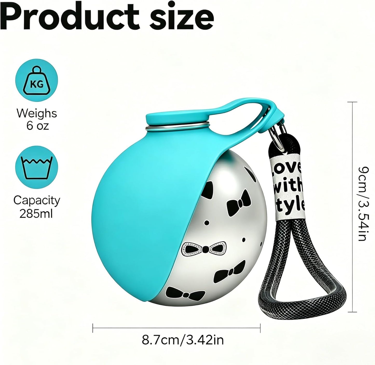 Portable 2-in-1 Dog Water Bottle and Bowl, 10oz Stainless Steel Travel Dispenser with Leak-Proof Design and Silicone Bowl for Outdoor Use (Blue A)