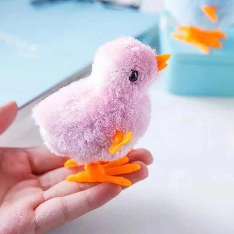 Interactive Plush Chicken Cat Toy - Wind-Up Jumping and Hopping Clockwork Kitten Plaything
