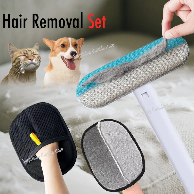 Reusable Pet Hair Removal Gloves - Double-Sided Grooming Tool for Efficient Fur and Hair Removal from Carpets and Upholstery