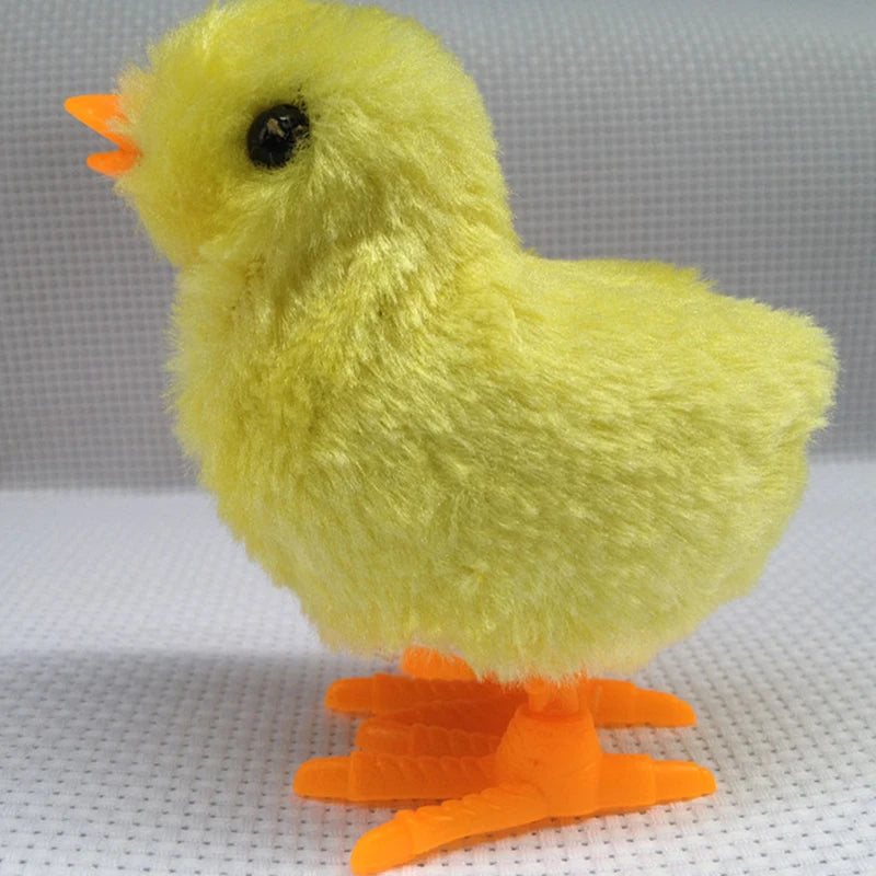 Interactive Plush Chicken Cat Toy - Wind-Up Jumping and Hopping Clockwork Kitten Plaything